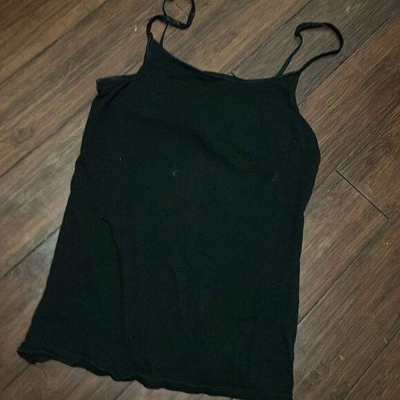 Black Spaghetti Strap Tank - Built in Bra - Size Small Adjustable Straps - Picture 1 of 4